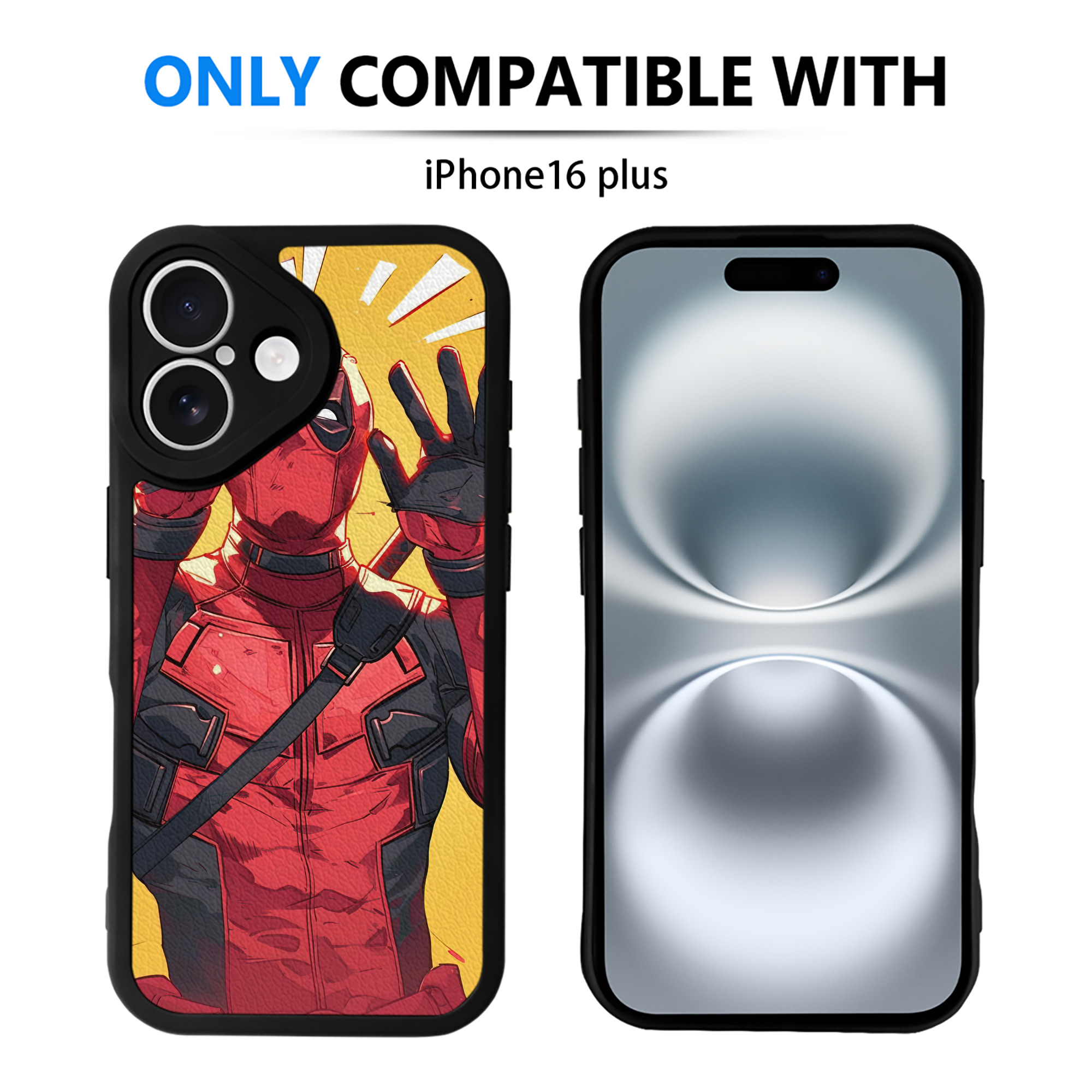 （画像用） Deadpool デッドプール 【iPhone 16シリーズ対応】シリコンスマホケース（レザー調） 材質：シリコン